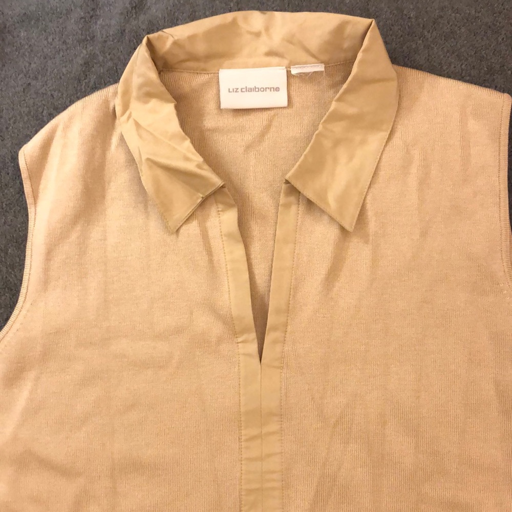 Liz Claiborne Collared Sleeveless Split Neck